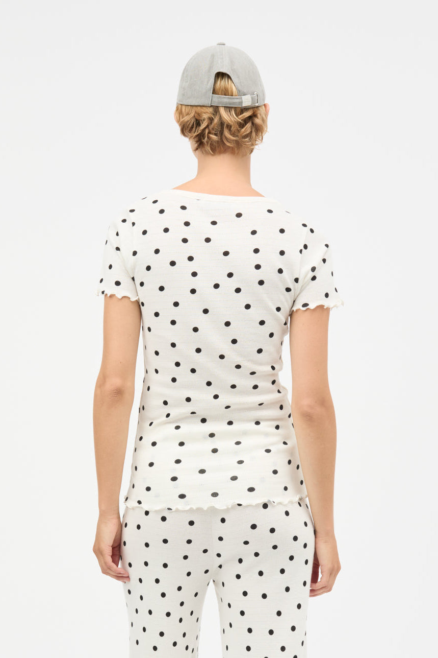 Pointella Trixy t-shirt - Dot Aop Vanilla Ice